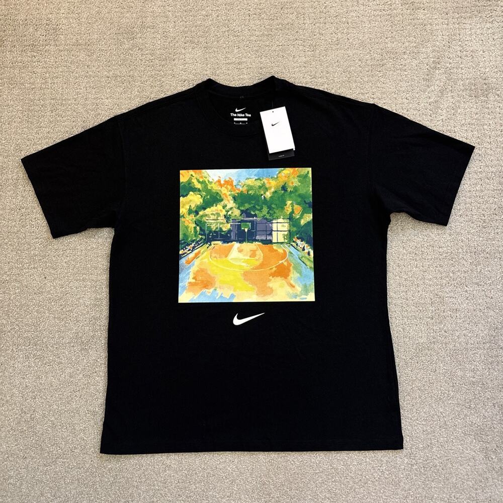 Nike Shirt Mens Medium Black Nike Dri-FIT Basketball Swoosh Court Graphic Tee